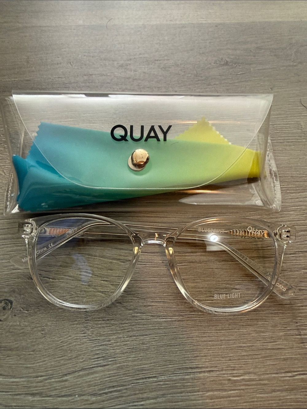 Quay Clear Blue Light Glasses with Ombré Cloth